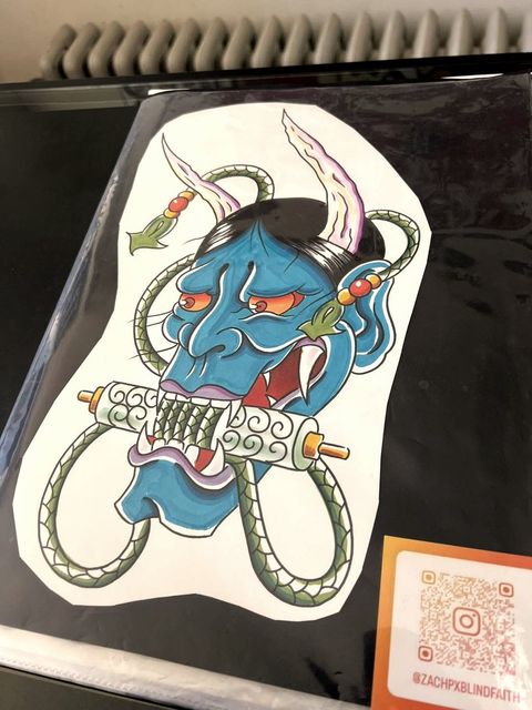 Hand-drawn devil and serpent flash