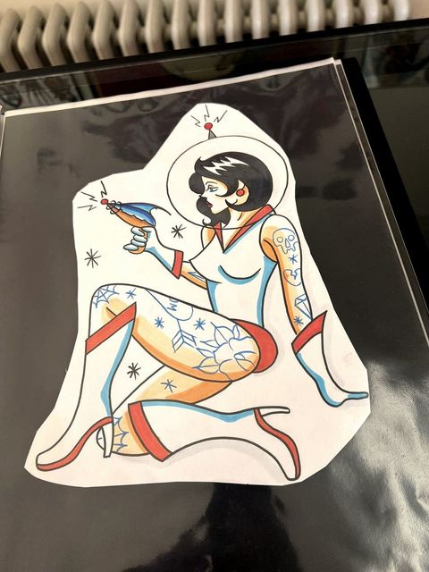 Hand-drawn pin-up flash