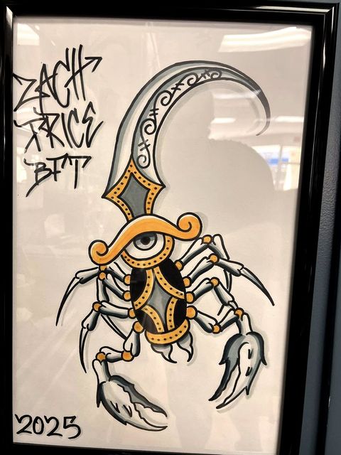 Framed flash on the shop wall